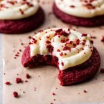 frosted red velvet cupcake cookies on parchment paper (7)