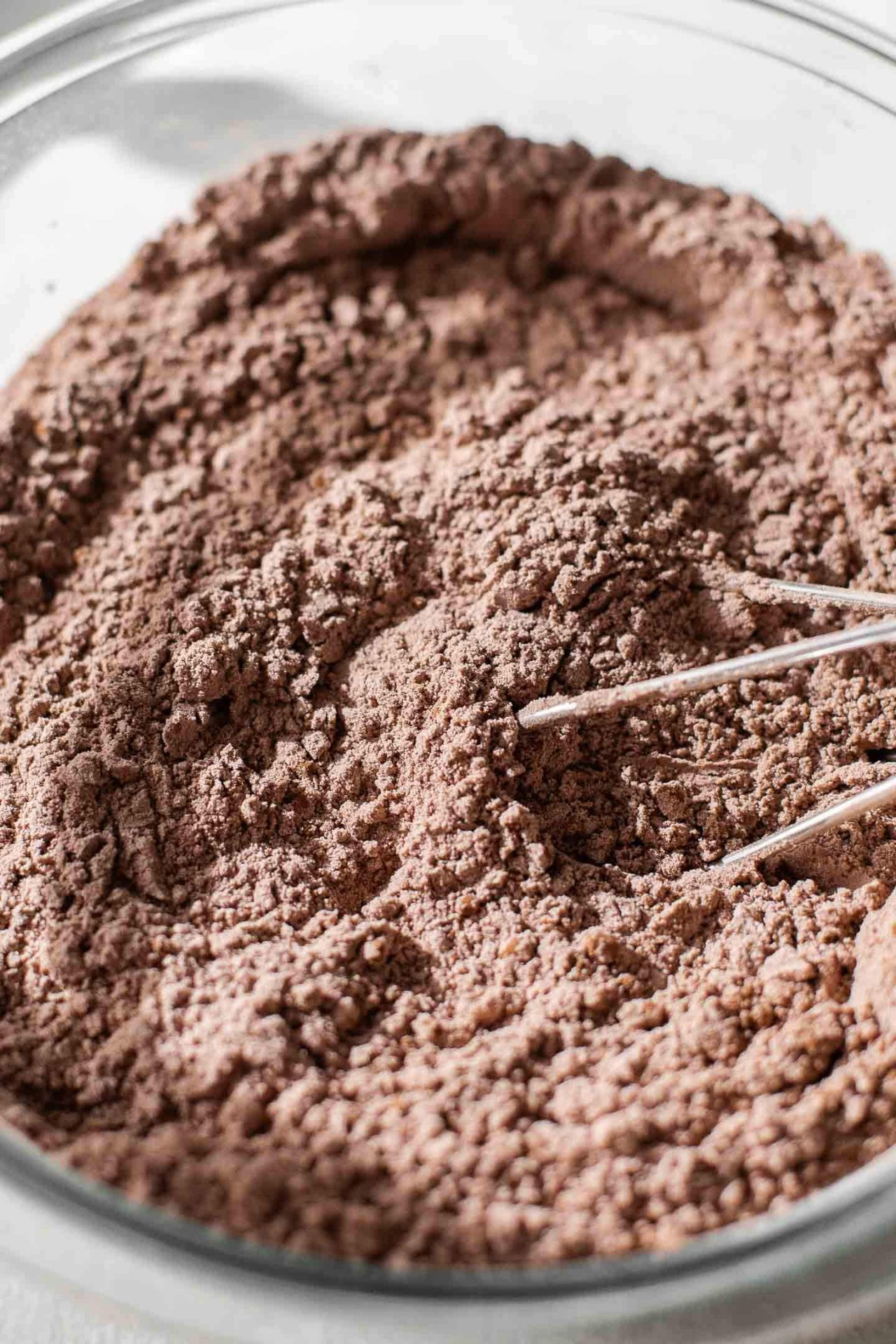 double chocolate chip cookies dry ingredients whisked together in bowl
