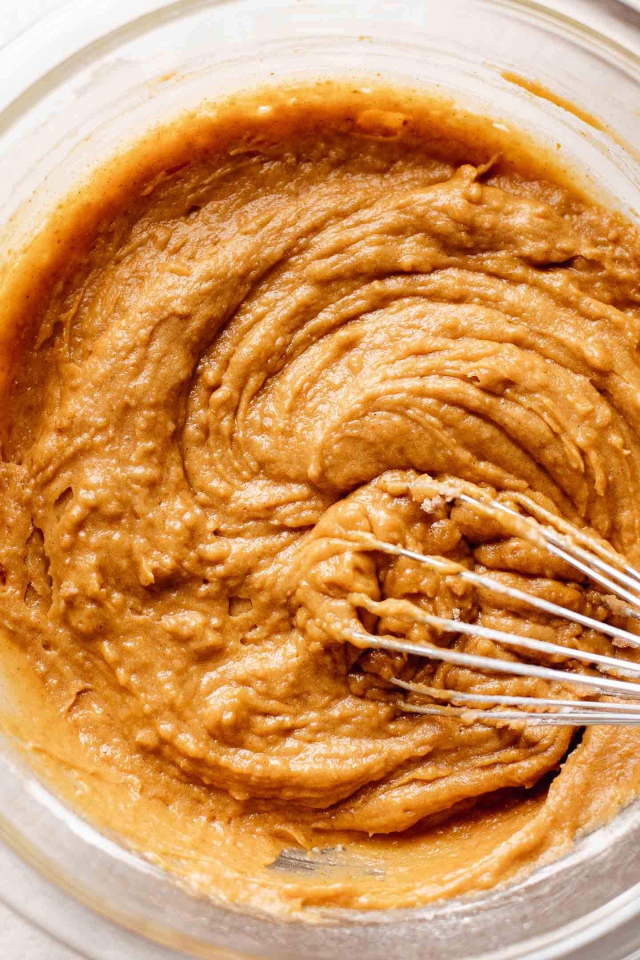 pumpkin coffee cake batter in bowl